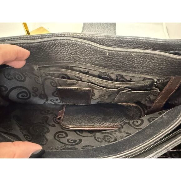 Brighton Black Pebble Leather Multi Compartment Shoulder Handbag Purse - Picture 10 of 12